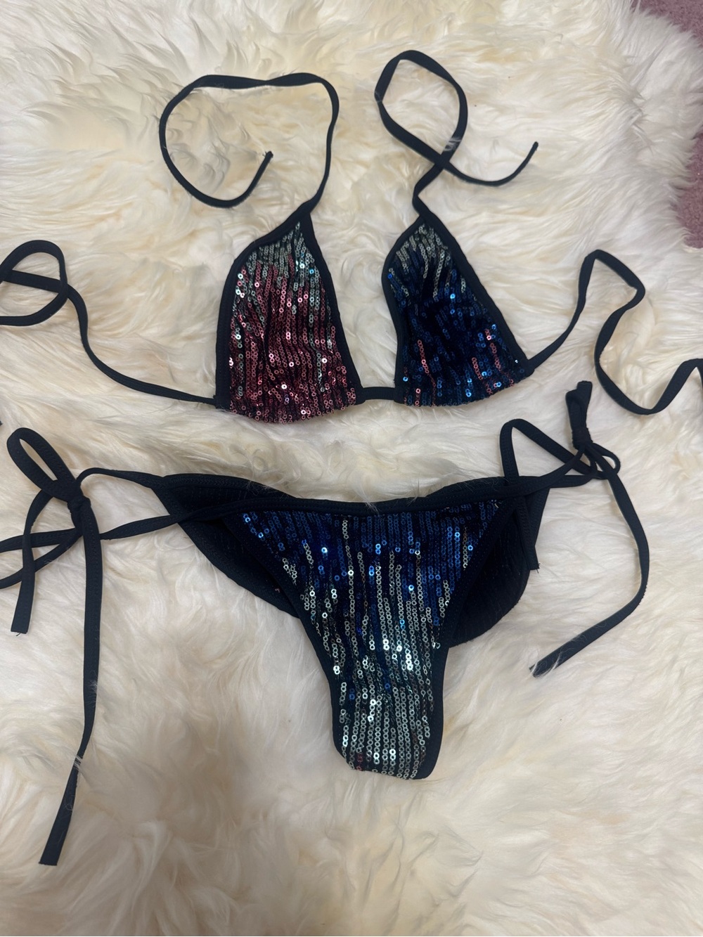 New small sequin bikini y2k festival rave raver dance outfit lingerie low rise